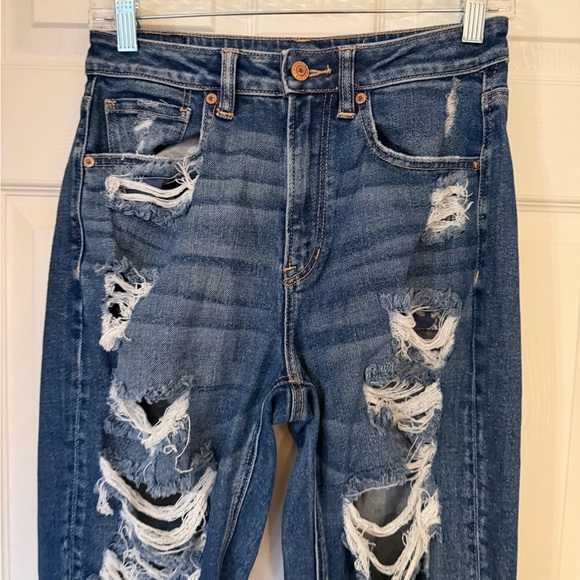 American Eagle Outfitters Distressed High Rise Blue Jeans - Picture 2 of 10